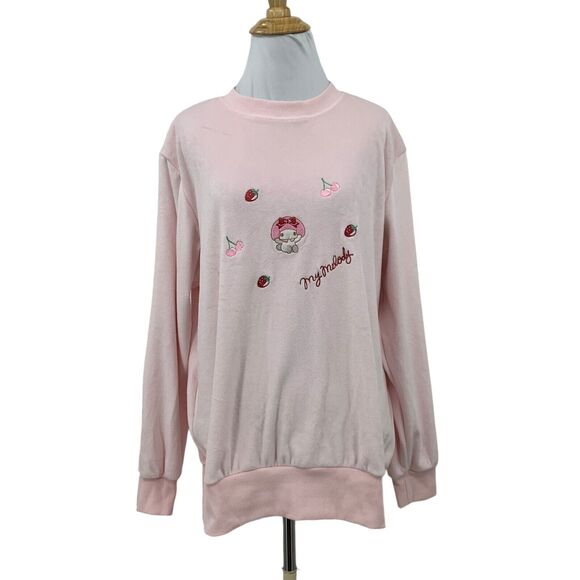 Sanrio My Melody Embroidered Sweater Women ML Medium Large Baby Pink Plush Japan - Picture 1 of 15